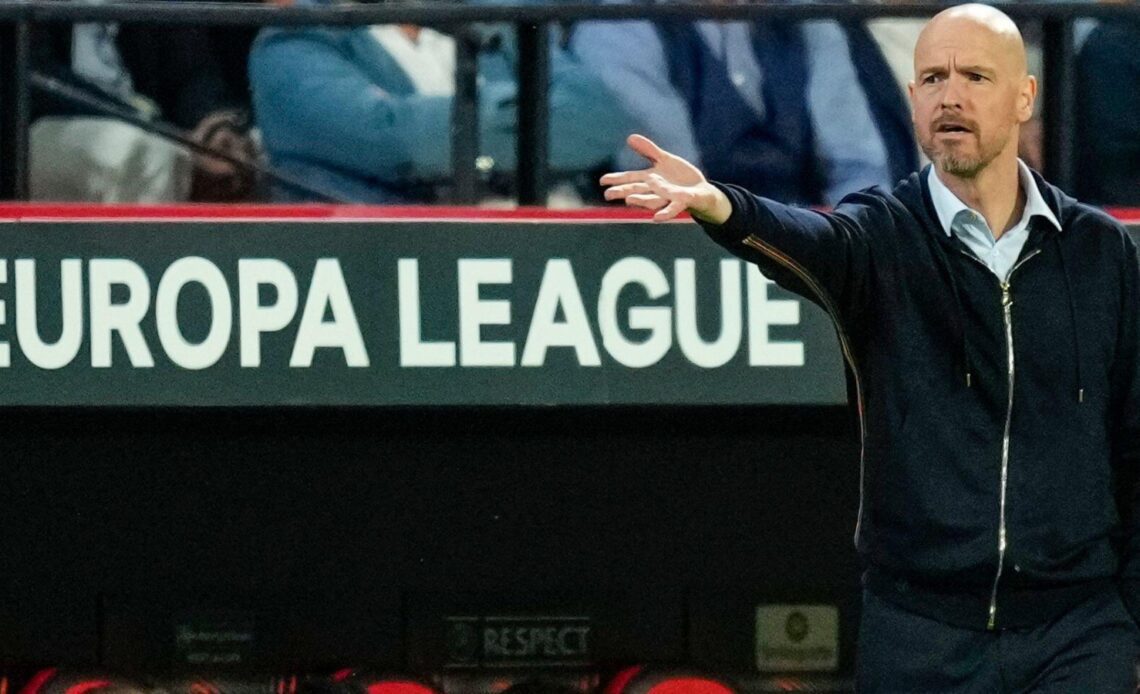 Erik ten Hag urges on his Manchester United side in the Europa League defeat to Sevilla.