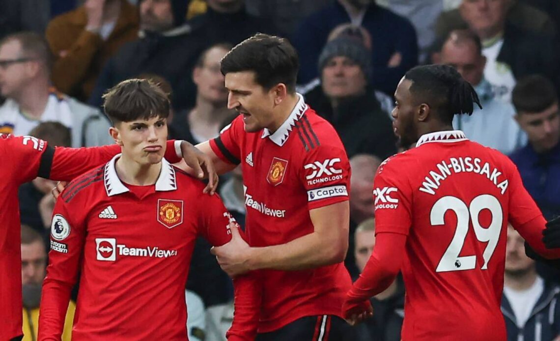 Aaron Wan-Bissaka, Harry Maguire, Alejandro Garnacho, Manchester United, February 2023