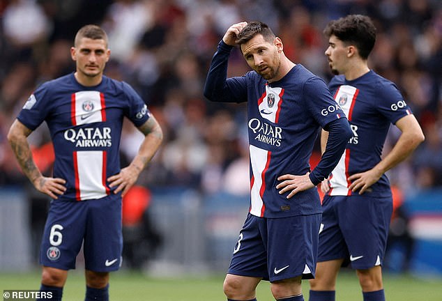 Messi played the full 90 minutes of PSG's dismal 3-1 defeat to Lorient at the Parc des Princes