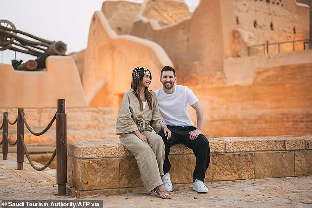 Messi recently posed with his wife Antonella during photos in Saudi Arabia , where he had pre-arranged a visit