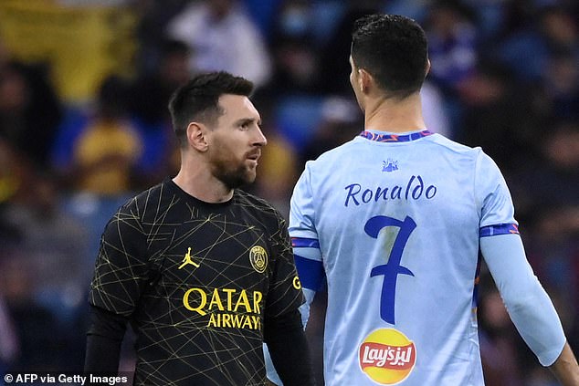 The move would see Messi reignite his rivalry with Al-Nassr forward Cristiano Ronaldo (right)