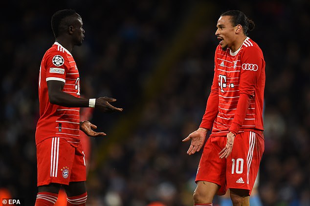 An on-pitch argument between Sadio Mane (left) and Leroy Sane (right) last month escalated into a dressing room bust-up with the latter suffering a bloodied lip
