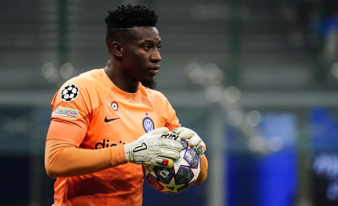 Reported Chelsea target Andre Onana holds the ball during a match