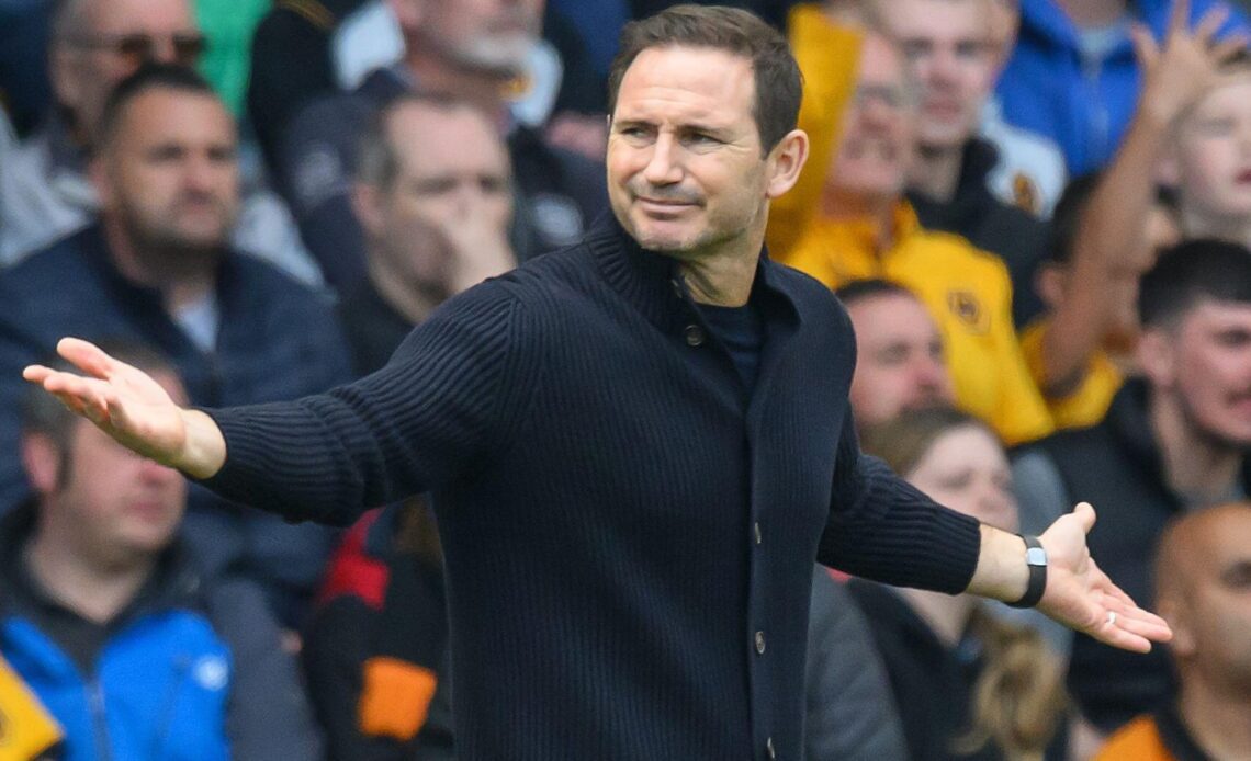 Frank Lampard queries a decision during Chelsea's defeat to Wolves at Molineux.