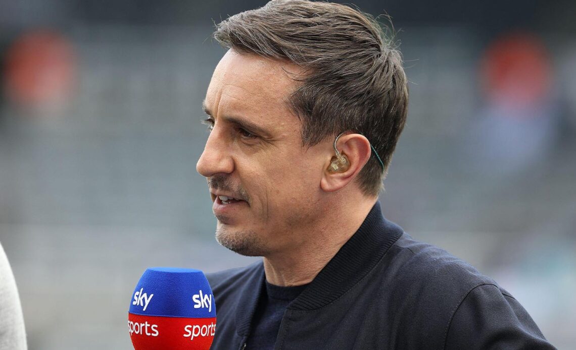 Gary Neville working for Sky Sports before the Premier League match between Newcastle United and Arsenal at St. James's Park