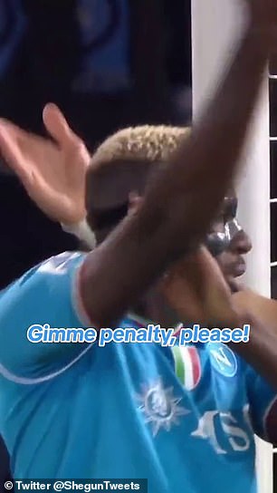 Napoli posted videos on their TikTok which appeared to mock Osimhen for appealing for a penalty in Sunday's goalless draw against Bologna and his subsequent miss from the spot
