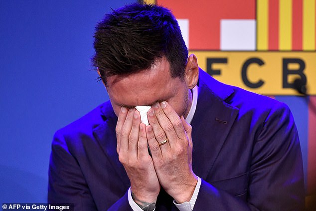 Messi cried when he said goodbye to Barcelona at an emotional press conference in 2021