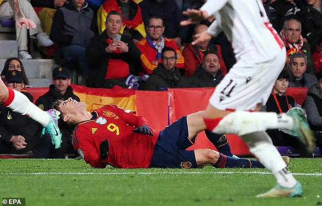 The 19-year-old had to be taken off after 0nly 26 minutes of Spain's clash with Georgia