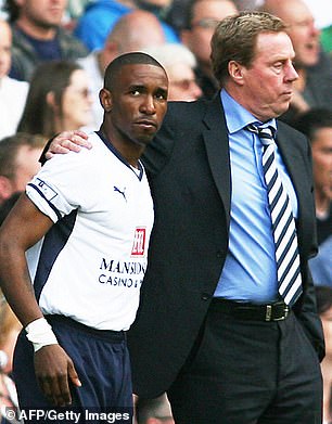 Defoe (left) was bought by then Portsmouth manager Harry Redknapp - he later reunited with the English boss back at Spurs (above)