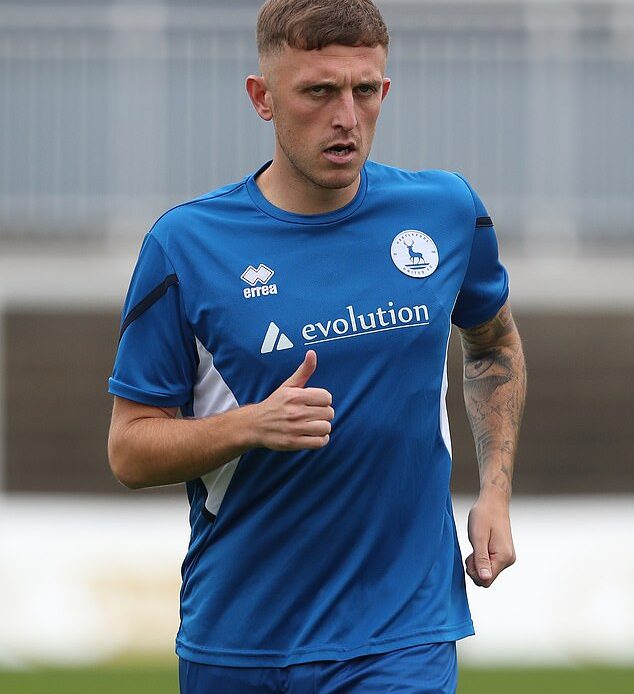 Hartlepool Town midfielder Oliver Finney, pictured, has been suspended by the club after he was charged on suspicion of raping a woman in Crewe in 2022
