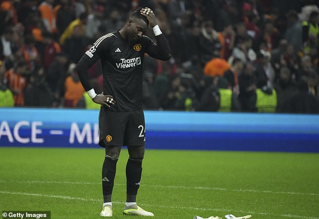 Andre Onana endured a torrid time at RAMS Park against Galatasaray on Wednesday evening