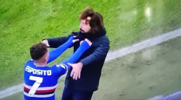 Video: Player grabs Andrea Pirlo by the collar and shakes him wildly in crazy scenes