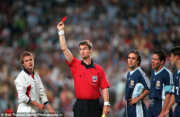 David Beckham was sent off for a similar challenge against Argentina at the 1998 World Cup