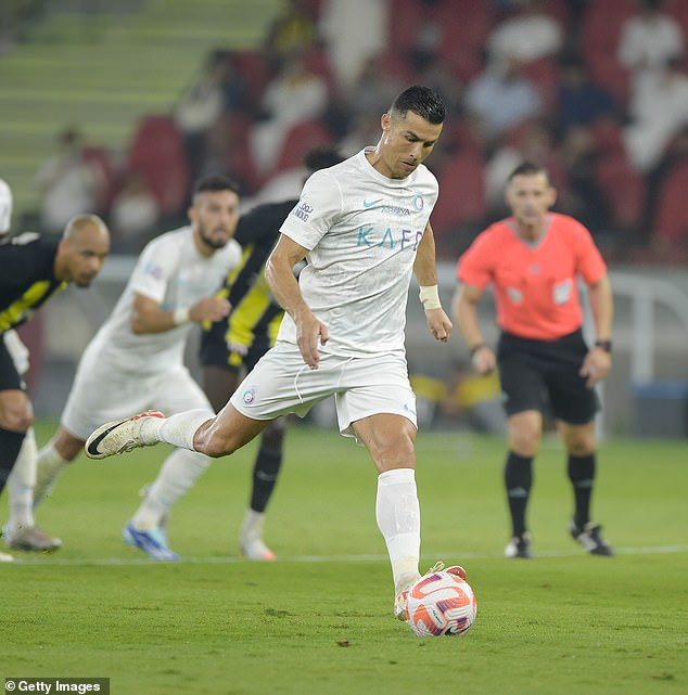 Ronaldo fired down the middle to level after Karim Benzema gave away a penalty with a foul