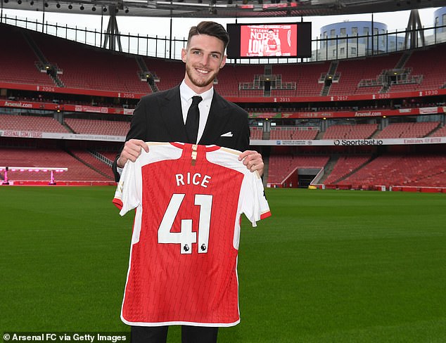 Arsenal unveiled new signing Declan Rice at the Emirates in July from London rivals West Ham