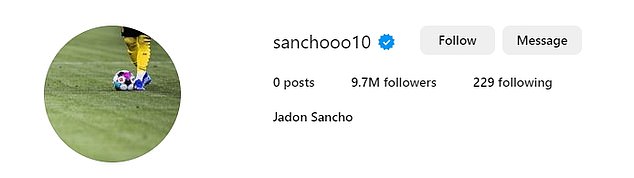 Sancho has re-activated his Instagram account and changed his profile picture to him in a Dortmund kit
