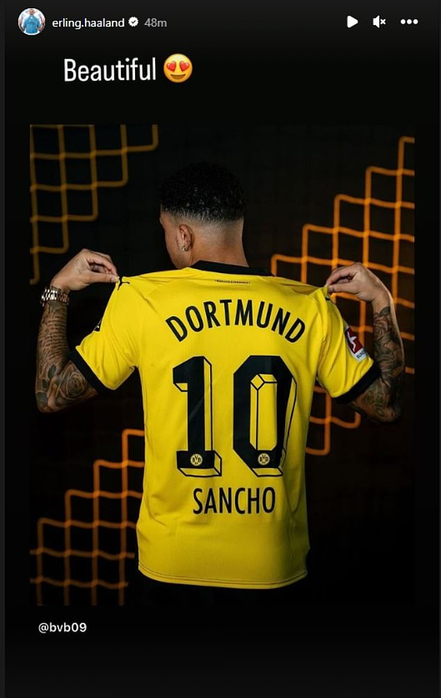 Erling Haaland has labelled Jadon Sancho's return to Borussia Dortmund as 'beautiful'