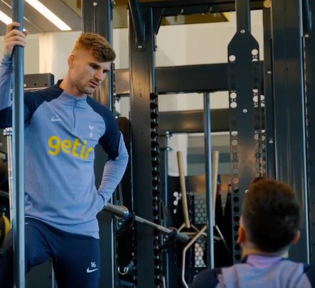 Timo Werner (left) has taken part in his first training session for Tottenham after his loan move