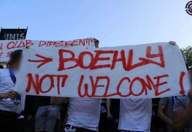 Strasbourg ultras displayed a sign that read 'Boehly not welcome' after Chelsea's investment in the club
