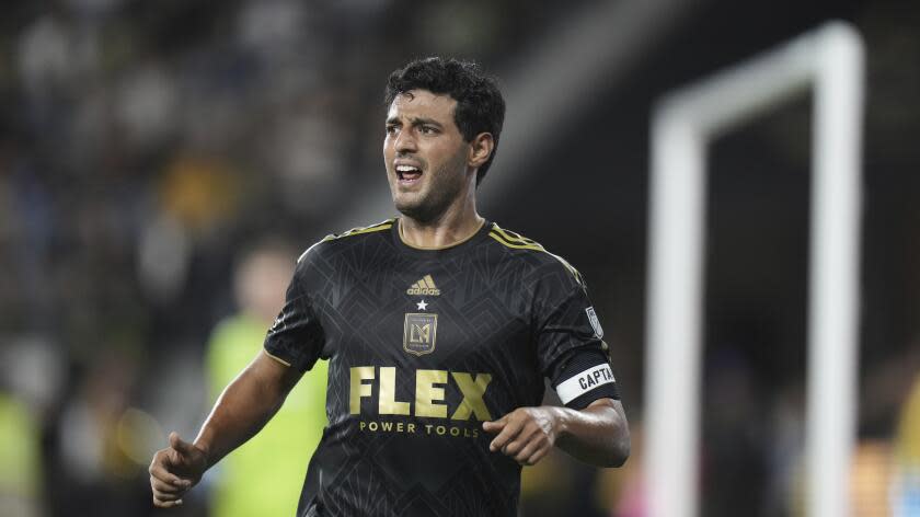 Los Angeles FC forward Carlos Vela runs across the field during the second half of an MLS soccer match.