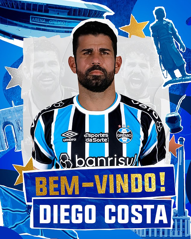 Diego Costa has joined Brazilian side Gremio after ending his short spell with Botafogo