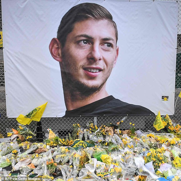 A tribute to Argentine footballer Emiliano Sala at the at the Beaujoire stadium in Nantes