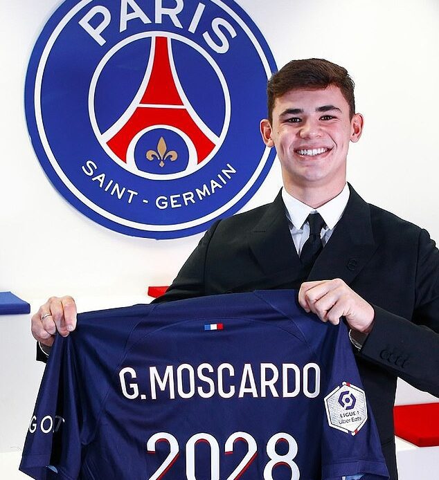 PSG have unveiled the signing of Gabriel Moscardo, 18, from Corinthians for £17million