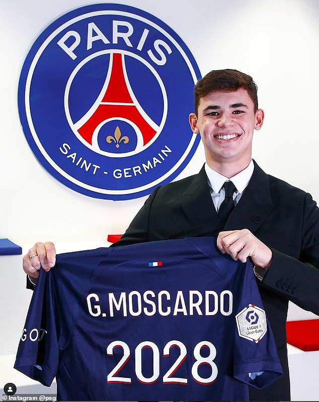PSG have unveiled the signing of Gabriel Moscardo, 18, from Corinthians for £17million