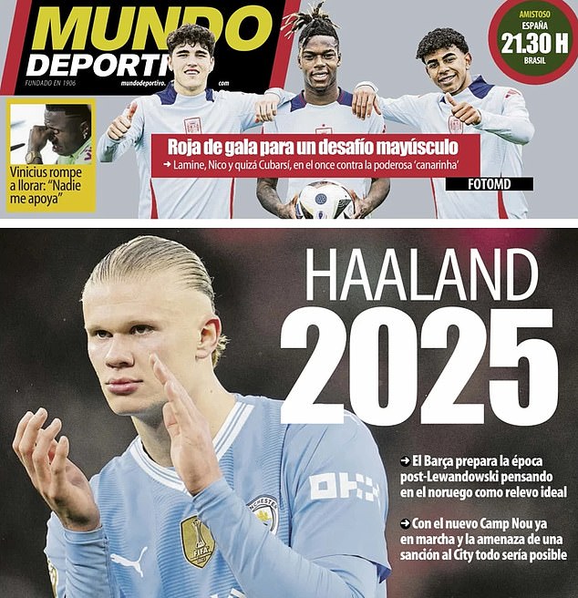 Erling Haaland is Barcelona's 'dream signing for 2025' as the cash-strapped Catalans 'prepare for post-Robert Lewandowski era'