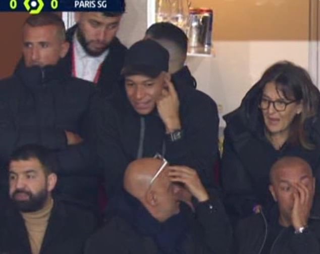 Kylian Mbappe watched the second half of PSG's draw with former side Monaco from the stands