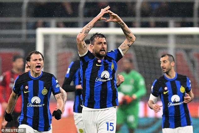 Francesco Acerbi is now 36 but is still going strong and scored Inter's opener against Milan