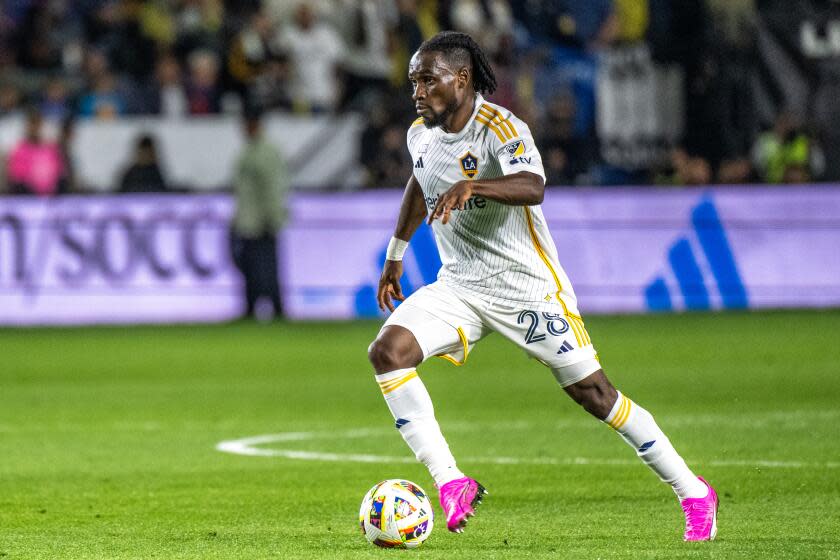CARSON, CA - FEBRUARY 25: Joseph Paintsil #28 of Los Angeles Galaxy during the match.