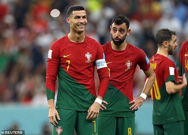 Ronaldo (left) and Fernandes (right) previously played together at United and are team-mates in the Portuguese national team