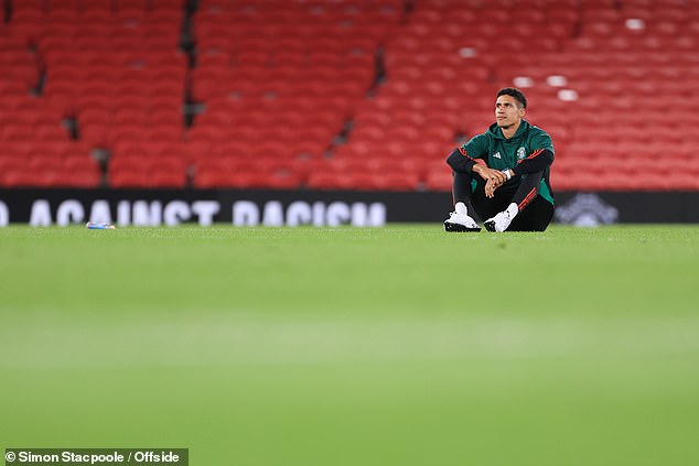 Varane was spotted sitting in the centre circle after Man United's win over Newcastle