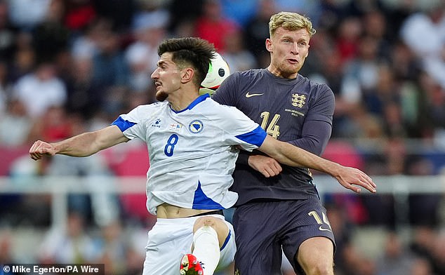 Branthwaite (right) has impressed for Everton, but was omitted from England's Euro's squad