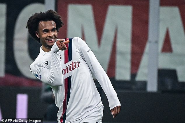 United are continuing talks with Netherlands and Bologna striker Joshua Zirkzee (pictured)