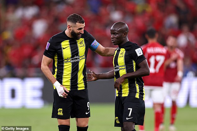 Al-Ittihad finished fifth in last season's Saudi Pro League despite having a star-studded squad including the likes of Karim Benzema (left) and N'Golo Kante (right)
