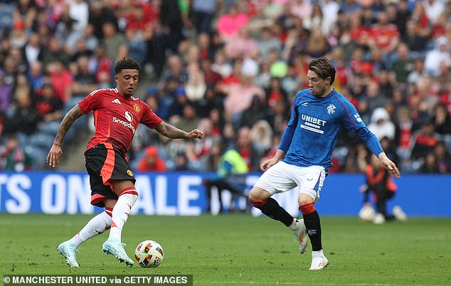 The winger made his first United appearance in almost a year as he featured against Rangers