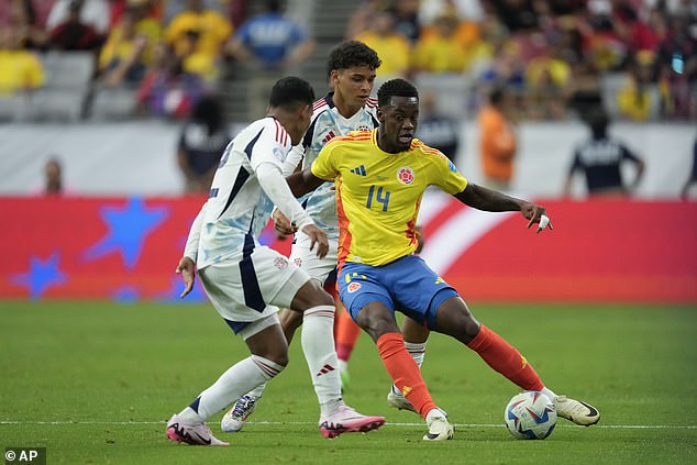 West Ham target Duran pictured for Colombia against Costa Rica at the Copa America in June