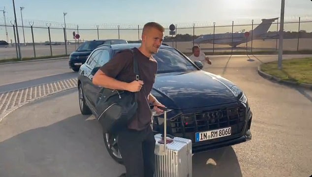 The Bayern Munich star was pictured at the airport in Germany on Monday ahead of the move