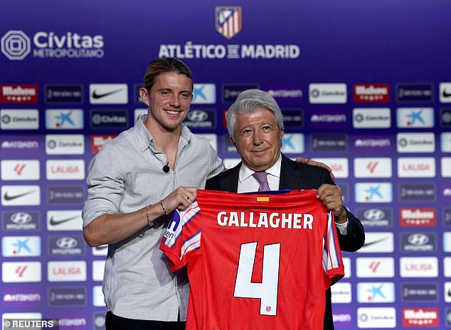 Chelsea sold their academy graduate Gallagher to Atletico Madrid for £34million