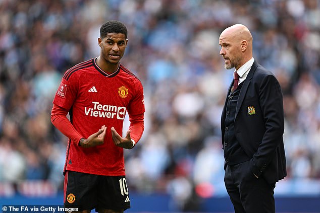 Erik ten Hag leapt to Rashford's defence on Friday after the winger was criticised for his performance against Brighton