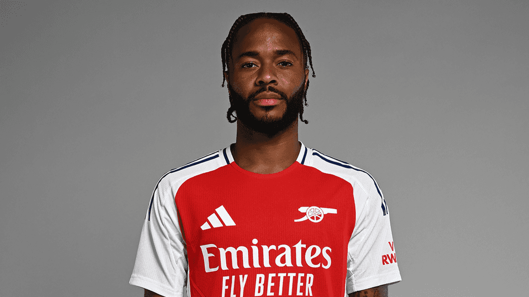 Raheem Sterling in an Arsenal shirt.