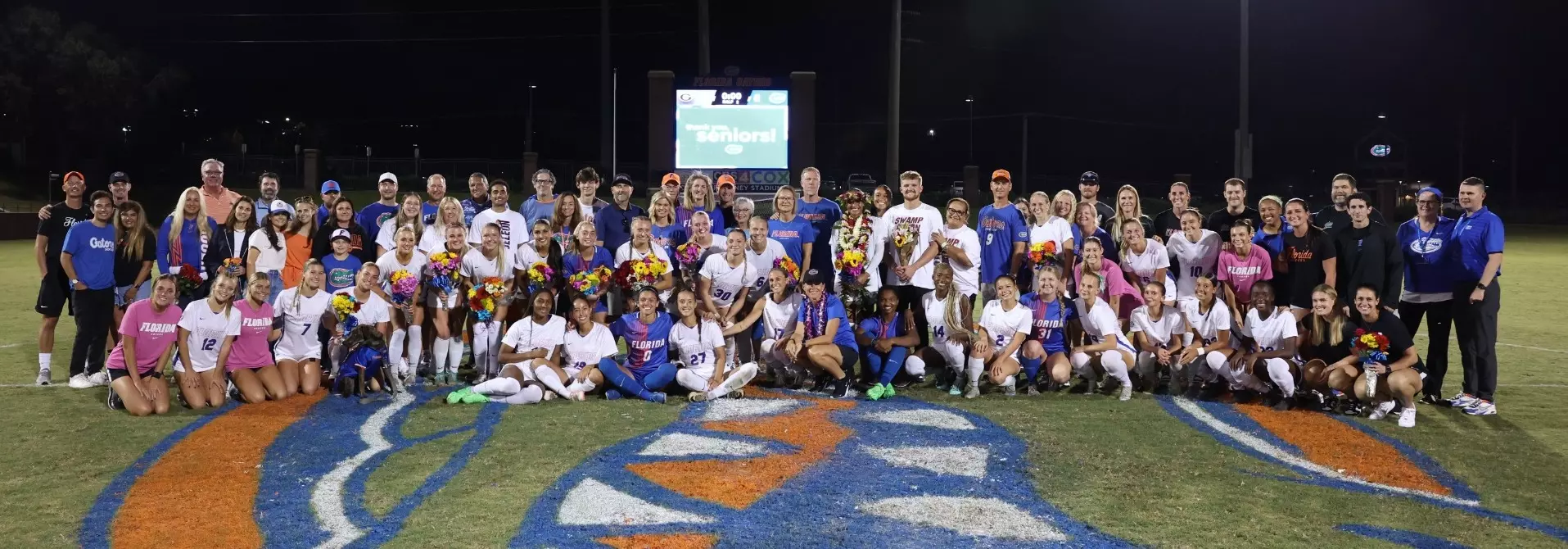 during the Gators' senior night ceremony against the Georgia Bulldogs on Sunday, October 13, 2024 at Donald R. Dizney Stadium in Gainesville, FL / UAA Communications photo by Maddie Washburn