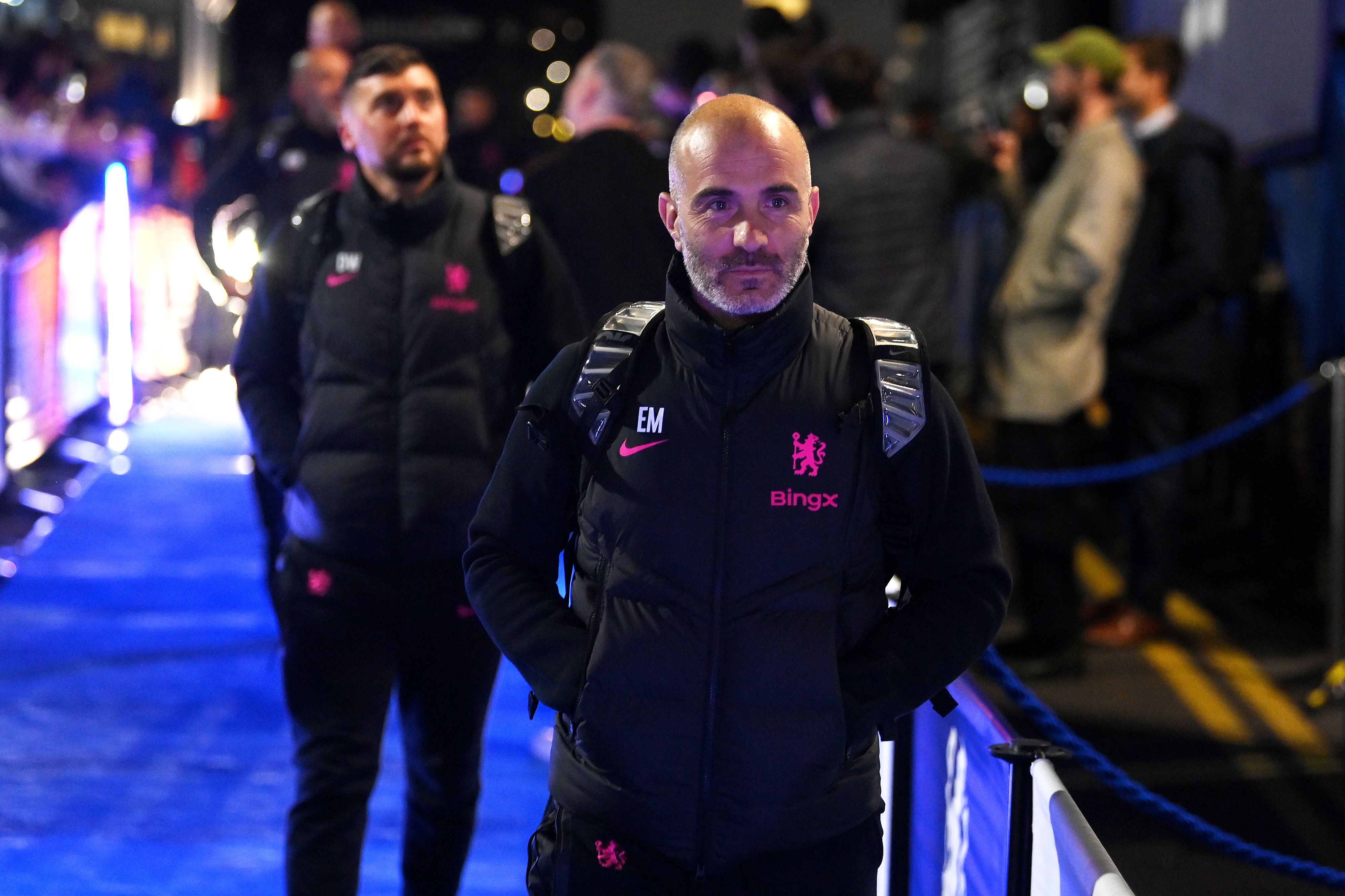 Enzo Maresca, Manager of Chelsea, arrives at the stadium