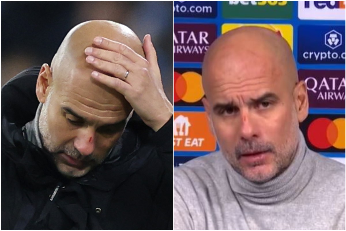 Pep Guardiola during and after Man City's game against Feyenoord