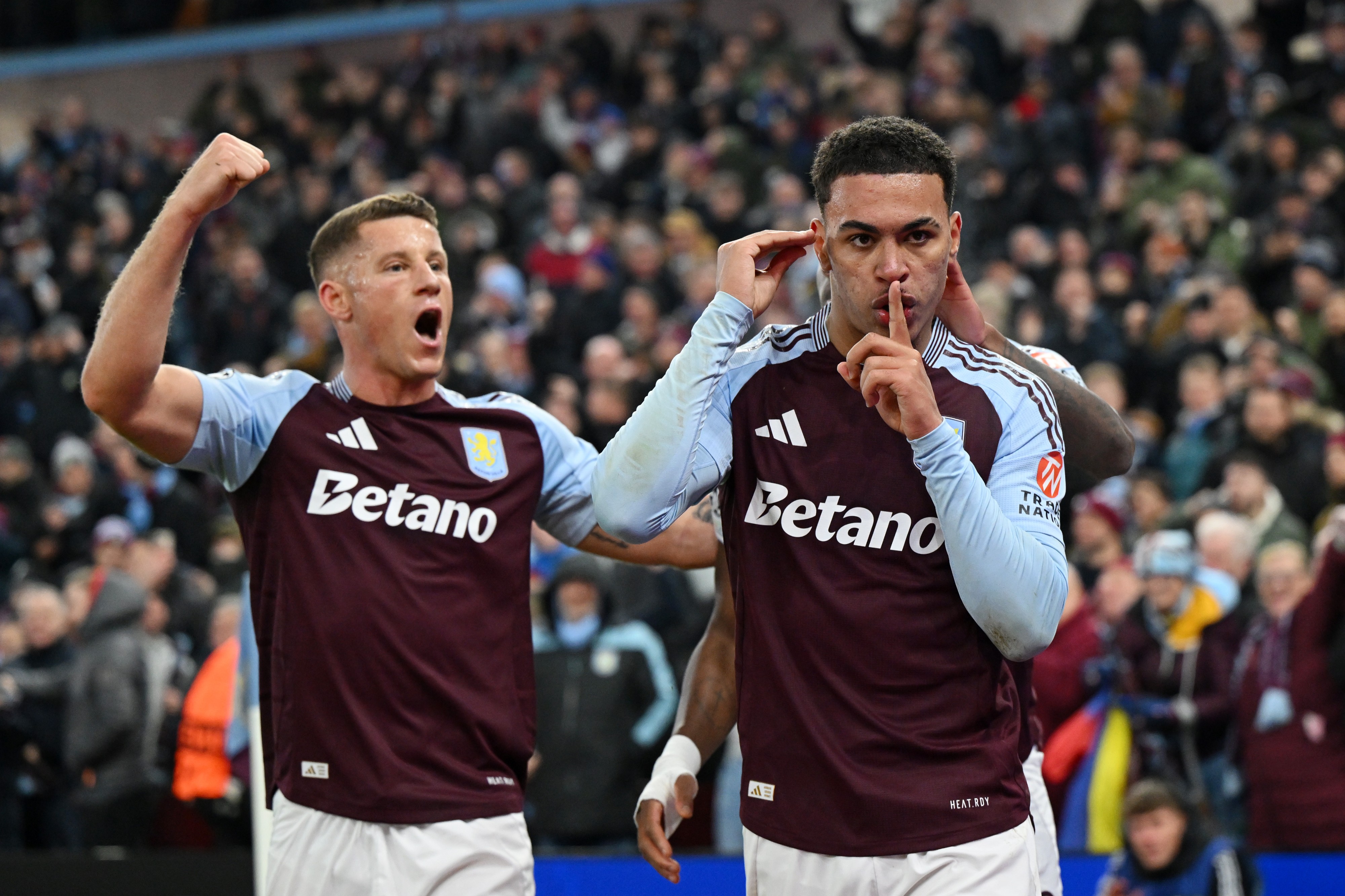 Morgan Rogers of Aston Villa celebrates after scoring a goal