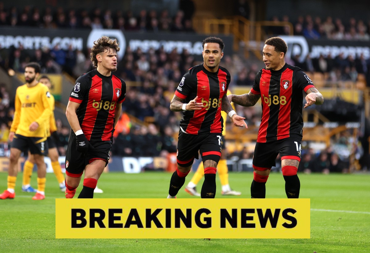 Milos Kerkez celebrates with his Bournemouth teammates