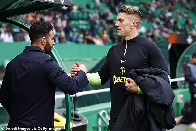 The forward played the best football of his career under new United boss Amorim (left)