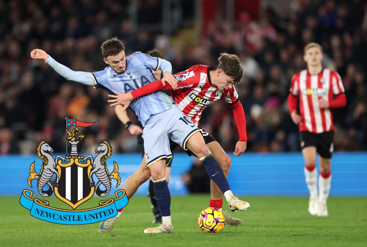 Tyler Dibling in action for Southampton against Spurs